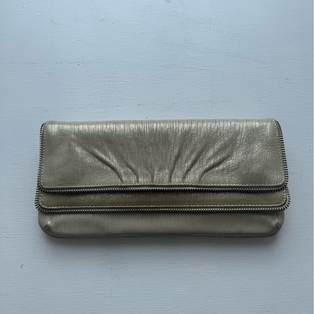 Lauren Merkin Metallic Platinum Clutch